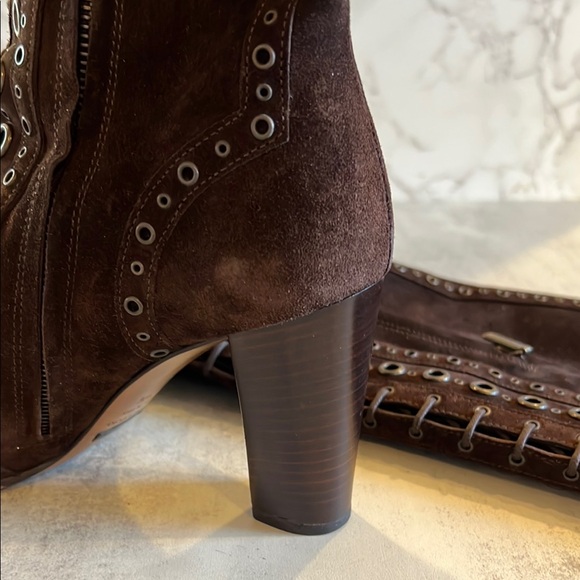 Sz 9.5 Dolce & Gabana Brown Lace-Up Knee-High Boots - Picture 9 of 10